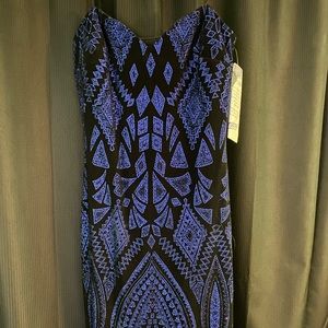 Jump strapless black and purple mini dress